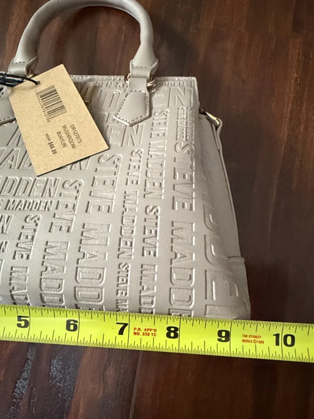 Steve Madden Blush Embossed Satchel with Wide Logo Strap